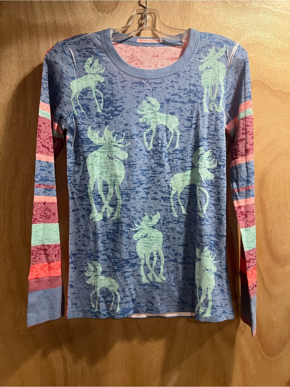 Whimsy Rose Blue Long Sleeve Tee with Mint Moose Print by Cat & Jack